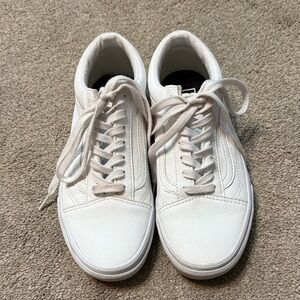 Vans White Leather Old Skool Vans Size 6.5